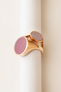 2 Siegelringe mit rosa Karneol, Roségold